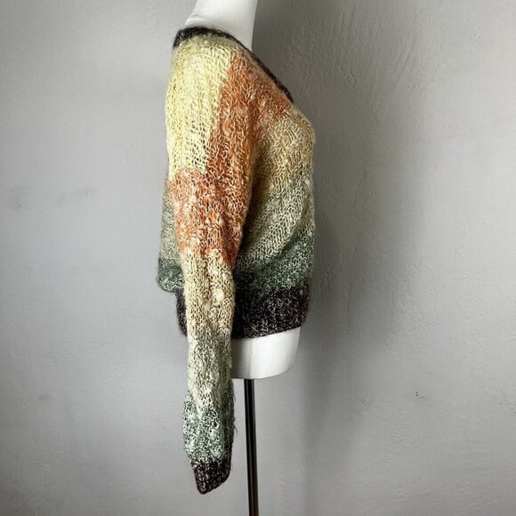 VTG Rainbow Sweater Tuareg Striped 70’s‎ Puff Sleeve Neck Retro Vintage Size S? - Picture 6 of 10